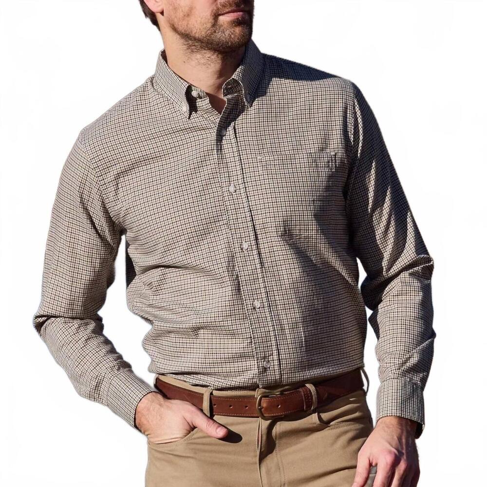 NEW TOM BECKBE knapp cotton twill shirt in khaki brown